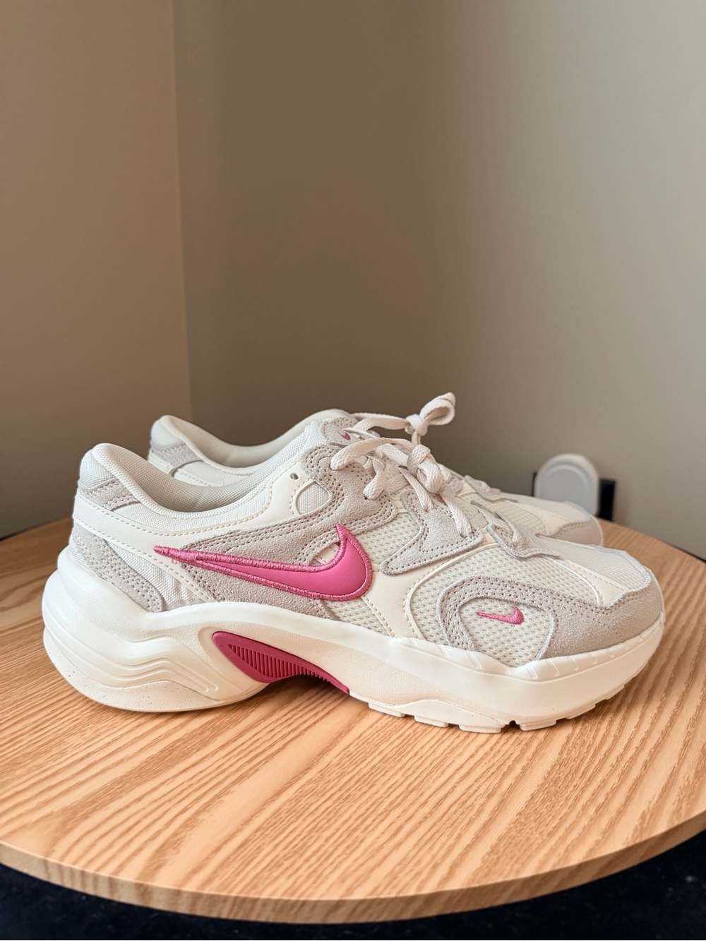 Nike Women's AL8 Cream and Pink Sneakers